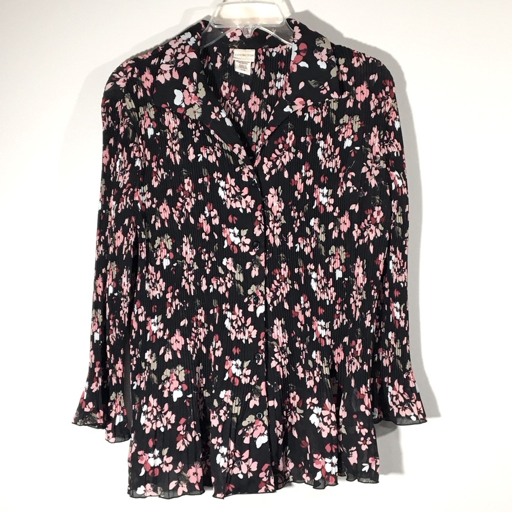 Covington‎ Dark Granny Floral Ripple Blouse